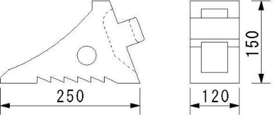 図面 グリップ付き車止め